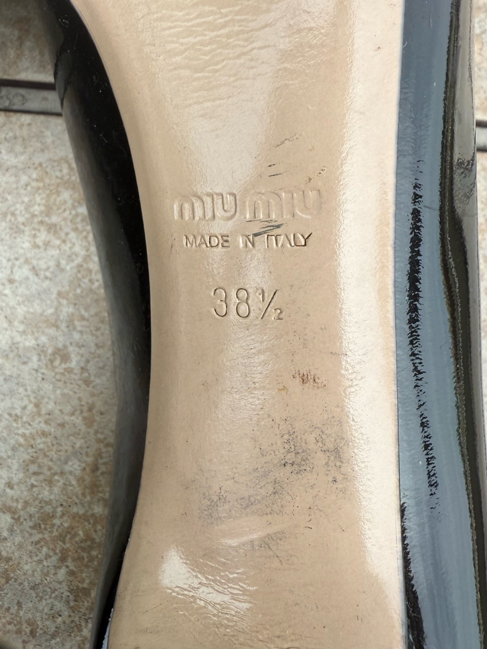 Miu Miu Black Patent Peep-Toe Stiletto Pumps - Picture 14 of 16
